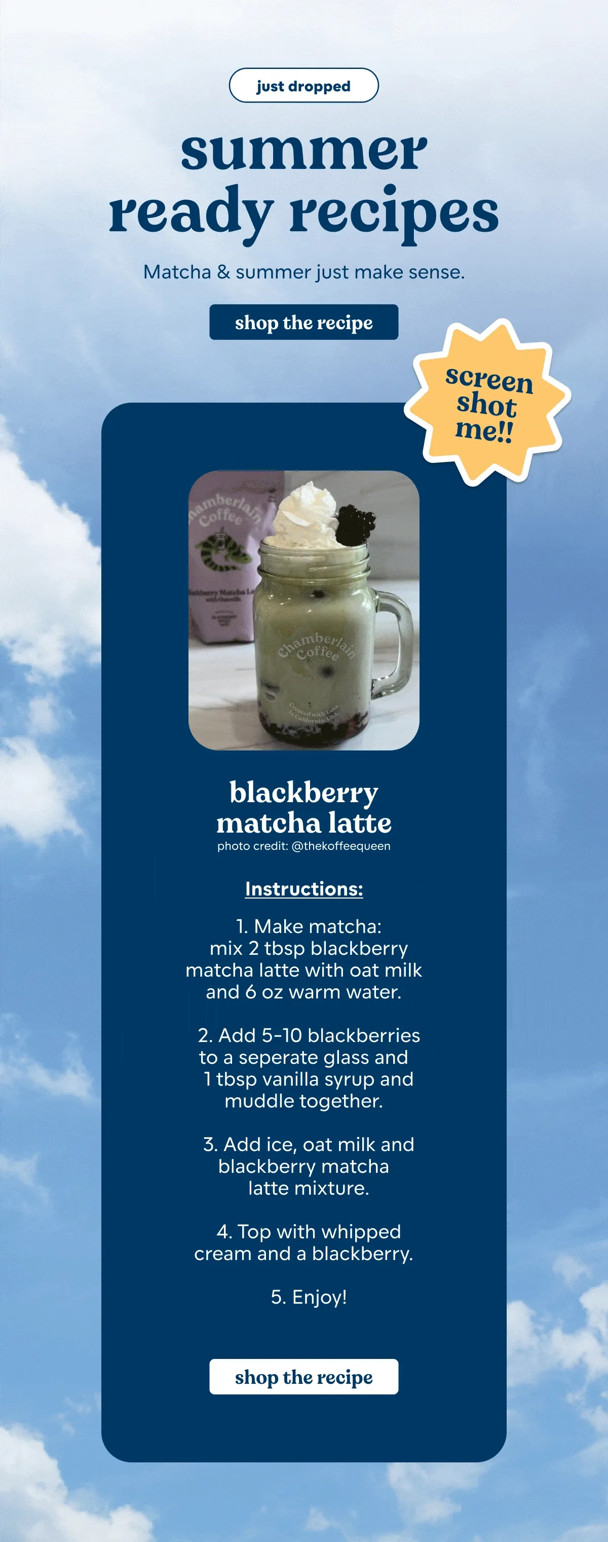 peach and blackberry matcha recipes for summer