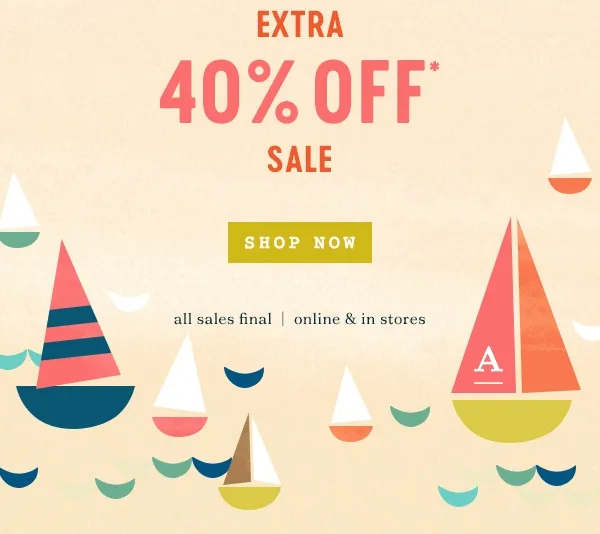 extra 40% off sale, shop now