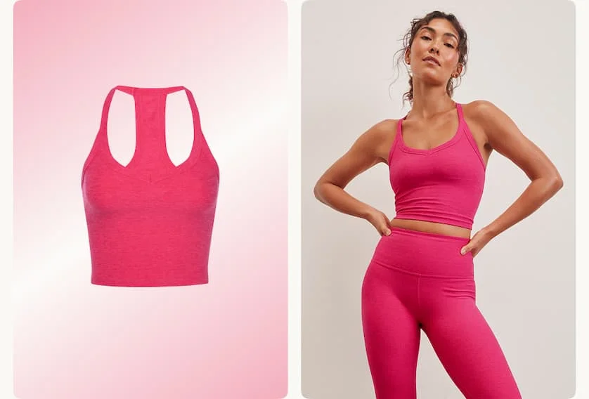 Spacedye On The Up Cropped Tank in Vivid Pink Heather