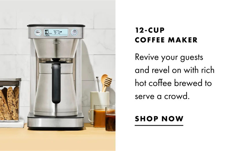 12-Cup Coffee Maker. Revive your guests and revel on with rich hot coffee brewed to serve a crowd. SHOP NOW.