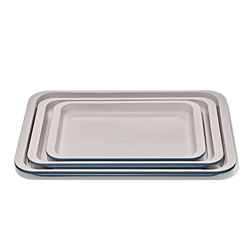 Image of Non-Stick Pro Ceramic Coated Metal Bakeware 3Pc Set - Storm Blue