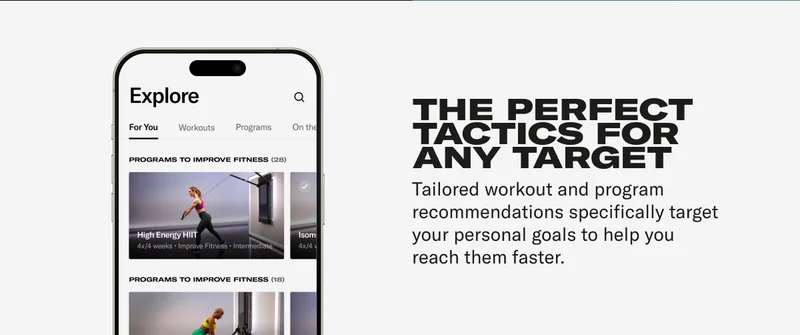 THE PERFECT TACTICS FOR ANY TARGET Tailored workout and program recommendations specifically target your personal goals to help you reach them faster.