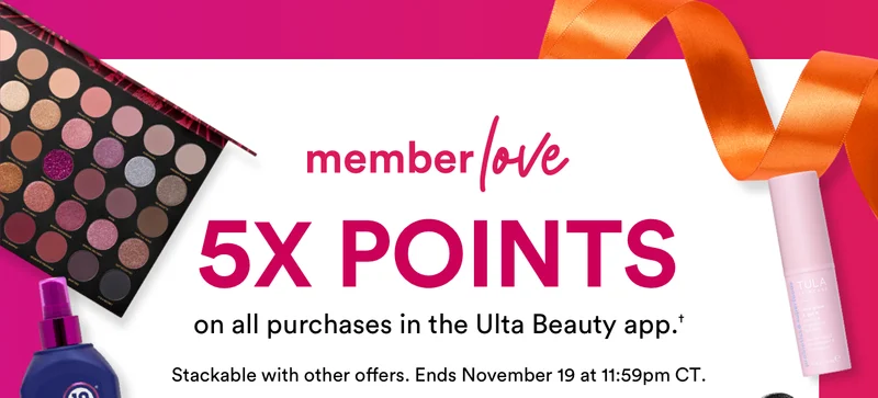 5x points on all purchases in the Ulta Beauty app.
