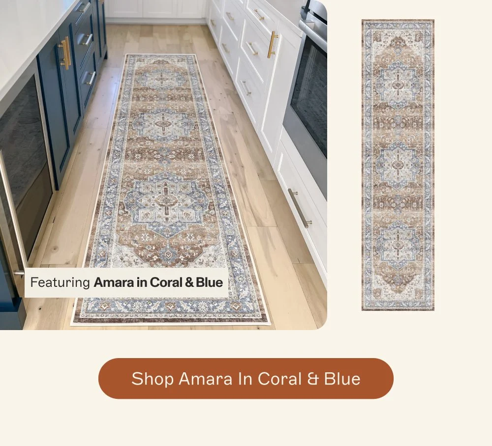 Featuring Amara in Coral & Blue Shop Amara in Coral & Blue