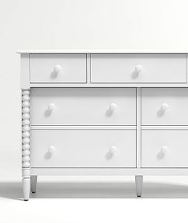Jenny Lind White Wood Wide 7-Drawer Kids Dresser