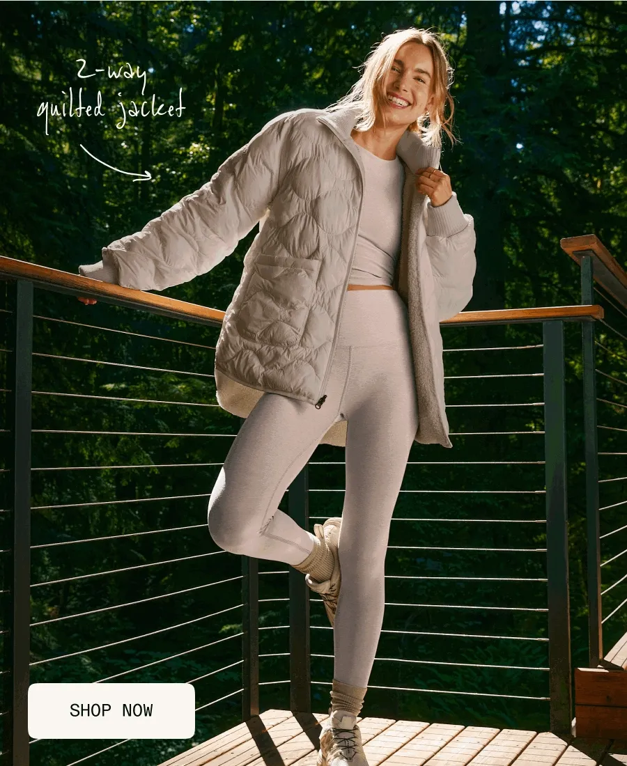 2-Way Quilted Jacket in Oat Latte