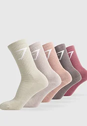 Crew Socks 5pk GS Soft Berry/GS Dusty Brown/GS Faded Pink/GS Stone Pink/GS Washed Stone Brown
