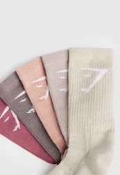 Crew Socks 5pk GS Soft Berry/GS Dusty Brown/GS Faded Pink/GS Stone Pink/GS Washed Stone Brown