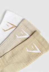Crew Socks 3pk GS White/GS Pebble Grey/GS Desert Beige