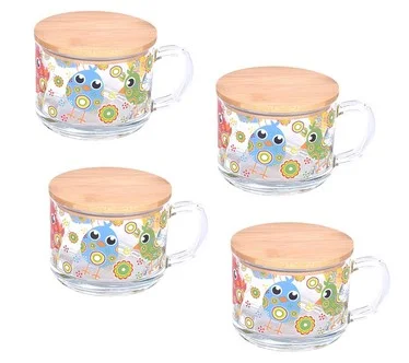 Temp-tations Set of (4) 16-oz Glass Mugs with Lids