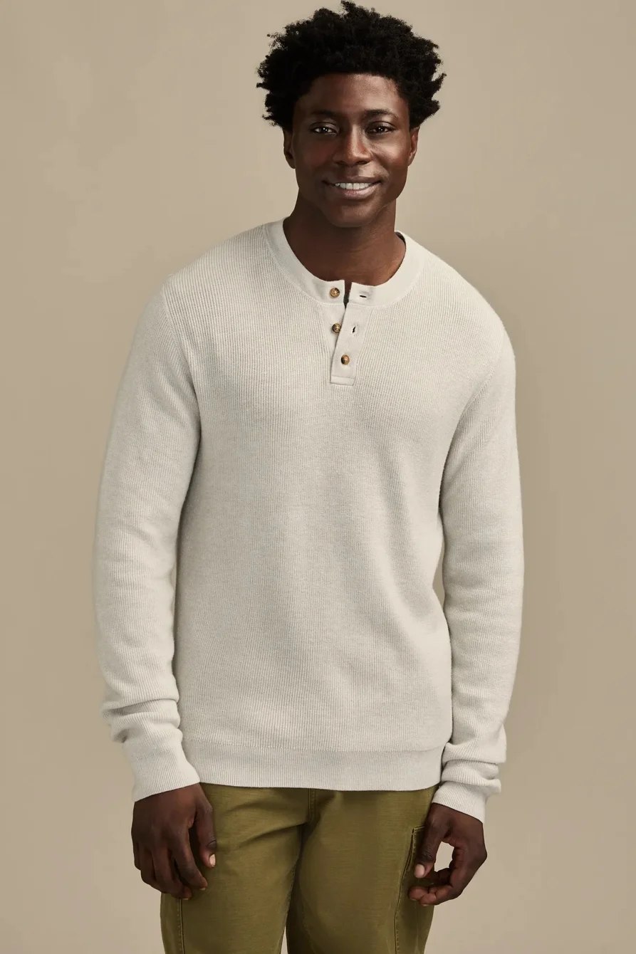 Image of Lucky Brand Henley Pullover - Men's Clothing Tops Tees Henley Shirt in Light Heather Grey
