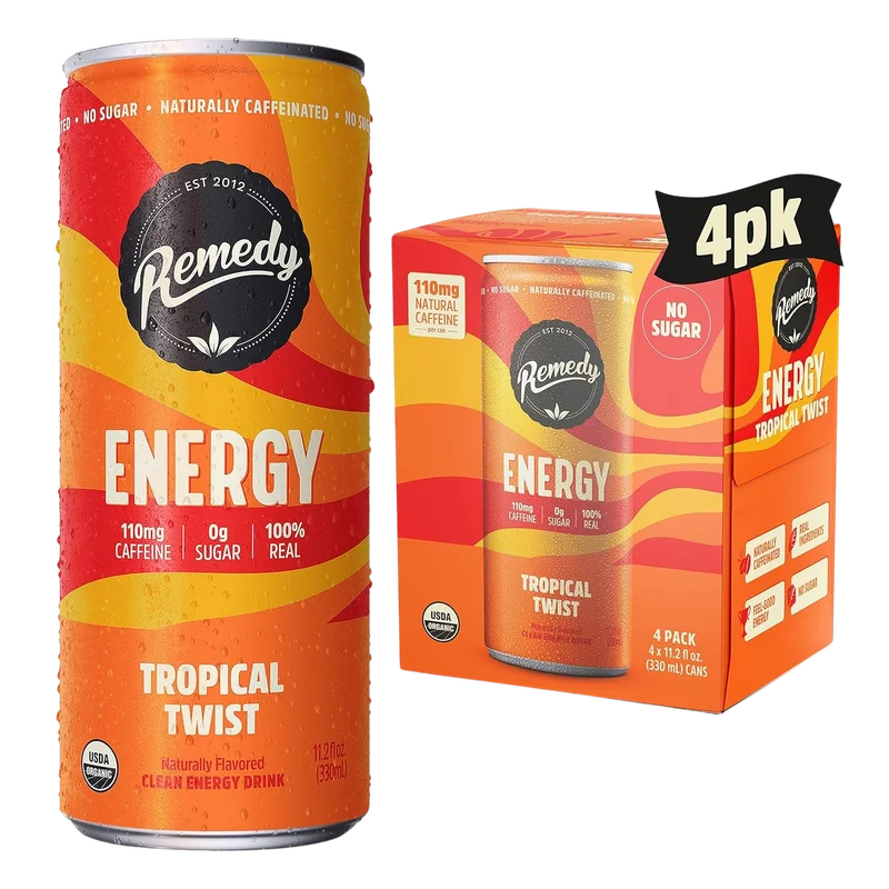 Image of Remedy Energy Tropical Twist Kombucha (4 Pack)