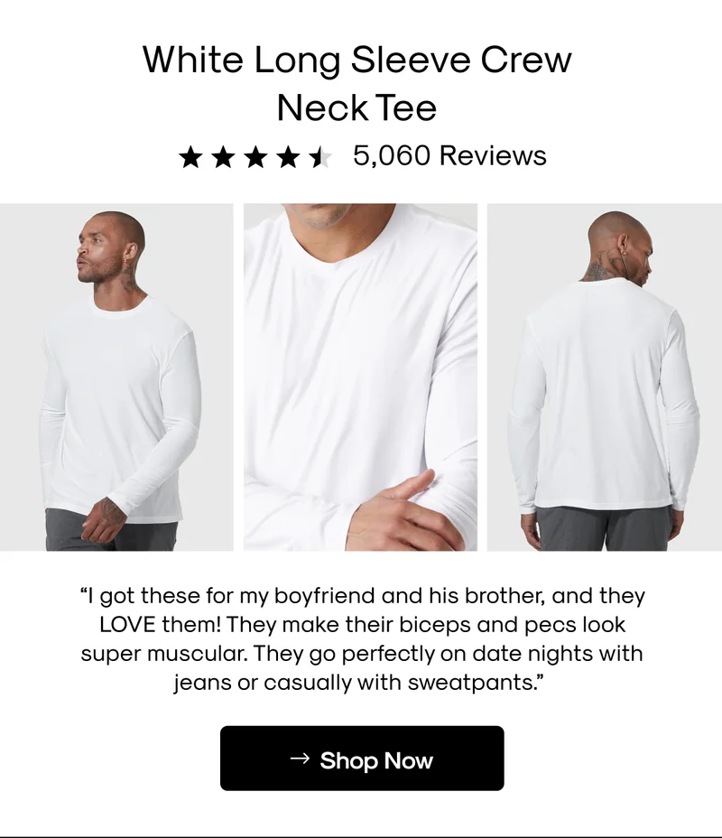 White Long Sleeve Crew Neck Tee