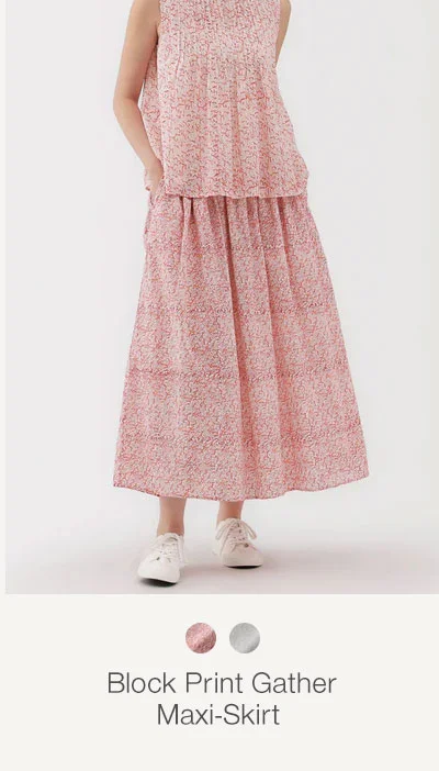 Shop Block Print Gather Maxi-Skirt