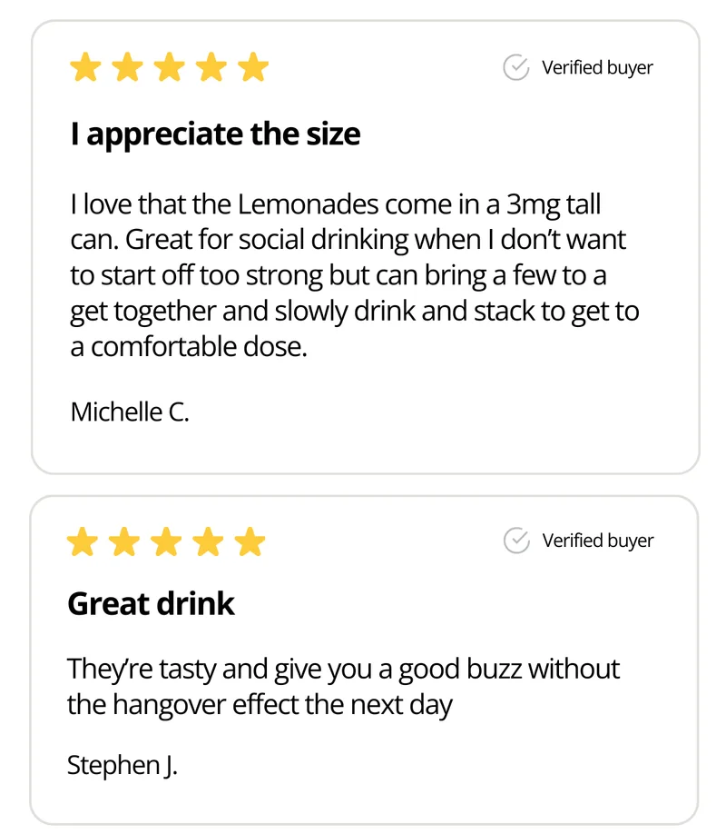 Five star reviews about Wynk lemonades.