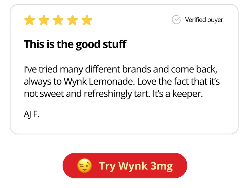 Five star reviews about Wynk lemonades.