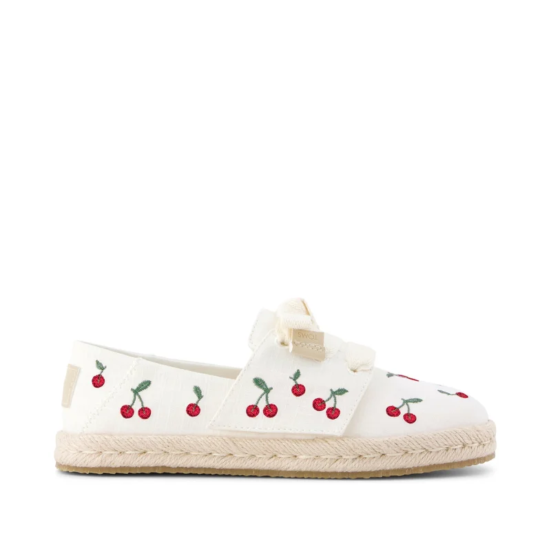 Carolina Lace-Up Kids Espadrille Embroidered Cherries - 12