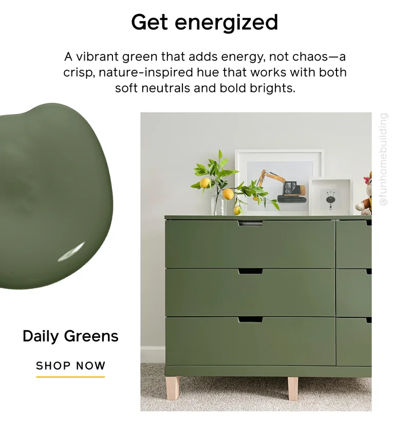 Get energized. A vibrant green that adds energy, not chaos—a crisp, nature-inspired hue that works with both soft neutrals and bold brights. Daily Greens SHOP NOW.