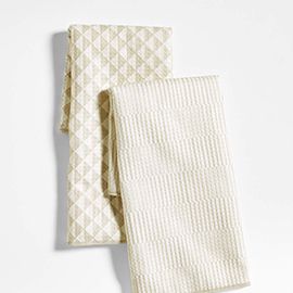 Modern Check Beige Dish Towel, Set of 2