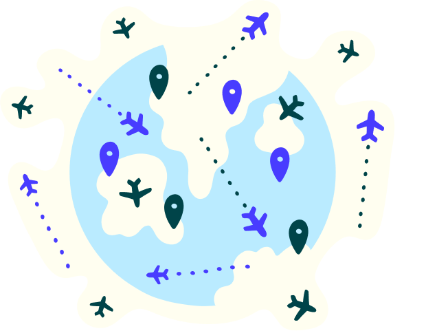Planes flying around globe