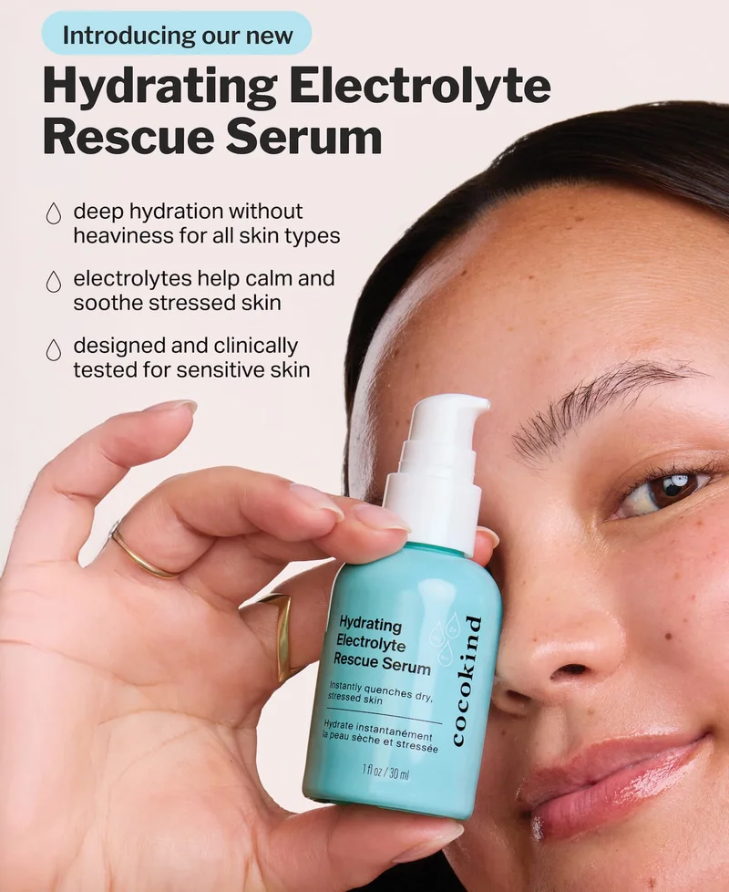 Plumps skin with lightweight, deep hydration. Our newest addition to the electrolyte family is a fast-absorbing milky serum that deeply hydrates, and calms stresses skin.   Dropping on 6/3 - make sure you’re on the list!