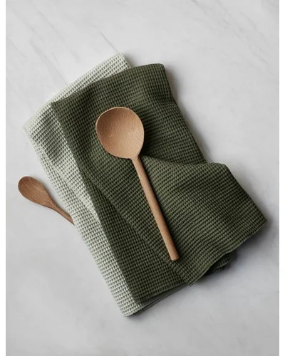 Essential Waffle Kitchen Towels (Set of 2) by Hawkins New York-Olive + Sage