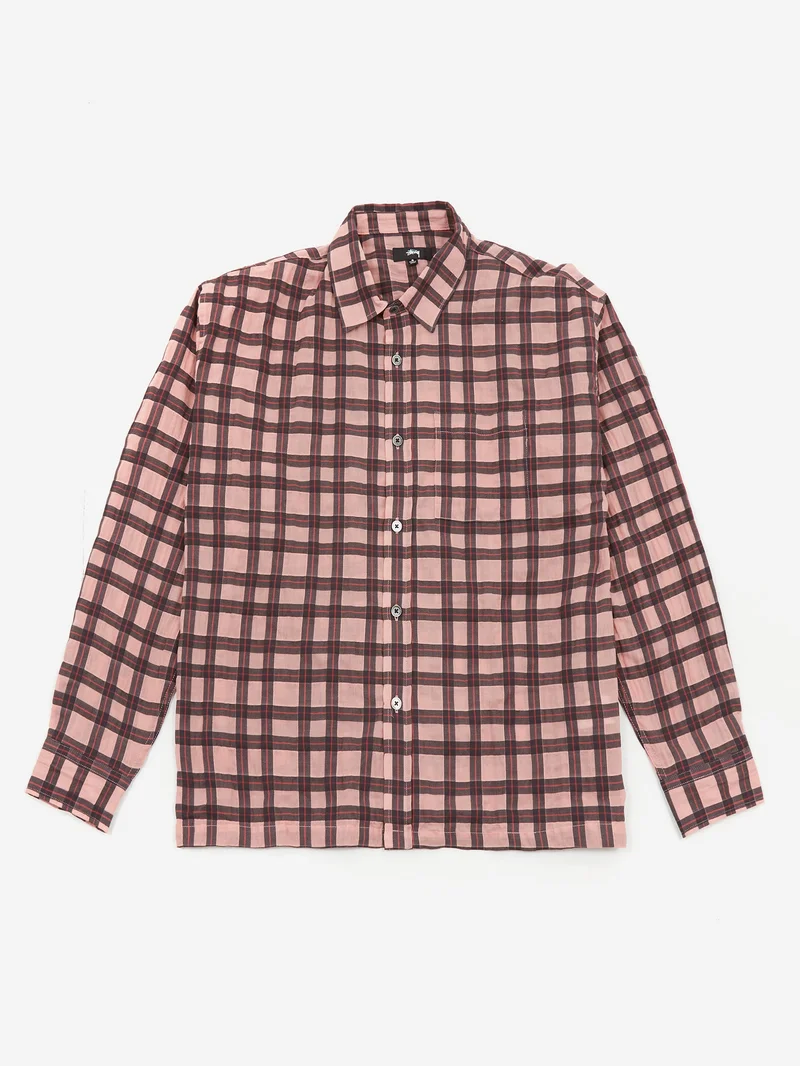 Image of Stüssy Sonoma Plaid Long Sleeve Shirt - Pink