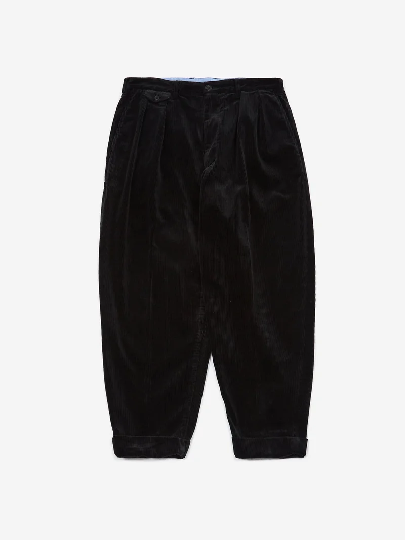 Image of Beams Plus 2Pleats Corduroy Pant - Charcoal