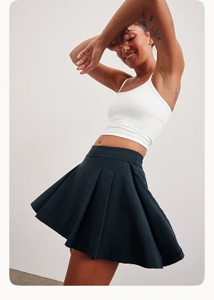 Score Pleated Skirt in Nocturnal Navy
