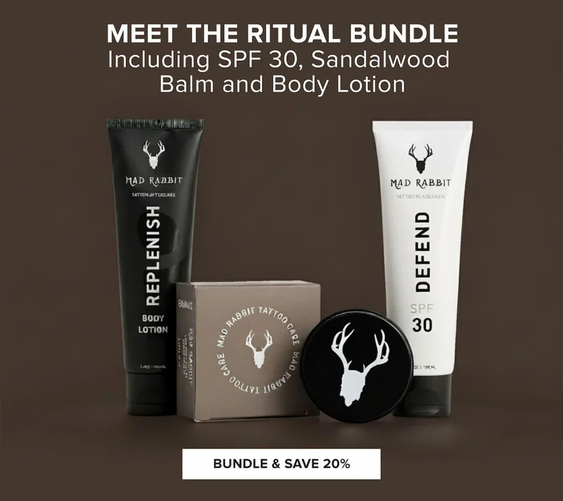 Meet the ritual bundle, including spf30 sandalwood balm and body lotion. Bundle and save 20%