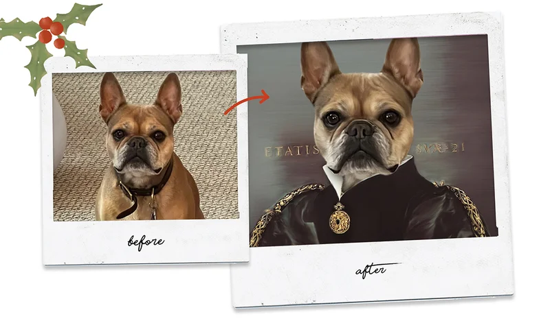Before/ After photo of 'The Duchess' artwork