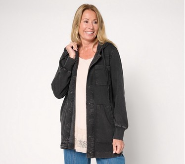 LOGO by Lori Goldstein Long Snap Front Hoodie