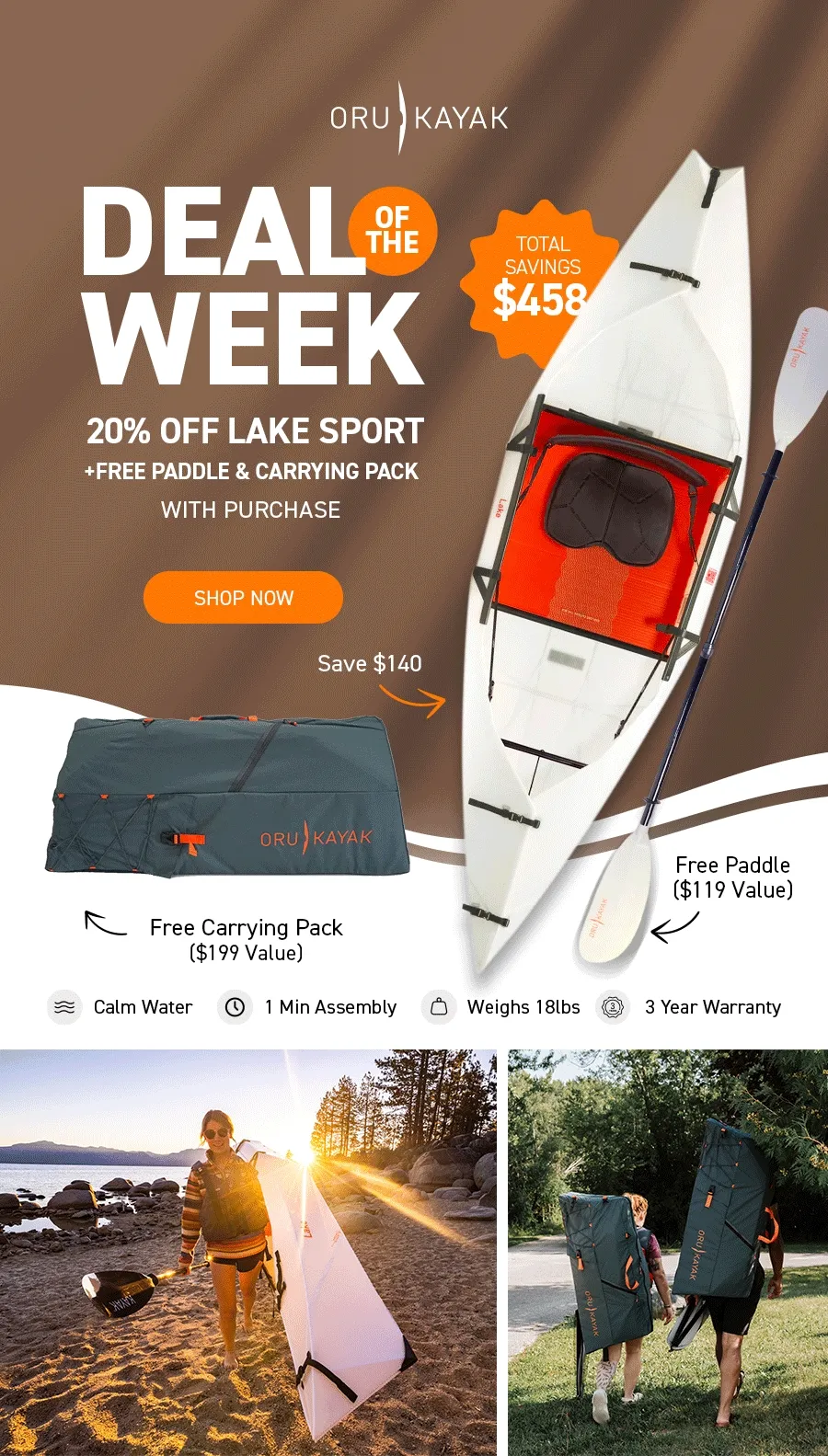 NEW DEAL OF THE WEEK! FREE PADDLE & PACK ($318 value)