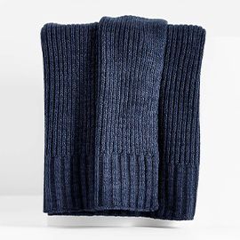 Equinox 70"x55" Deep Indigo Sweater Knit Throw Blanket