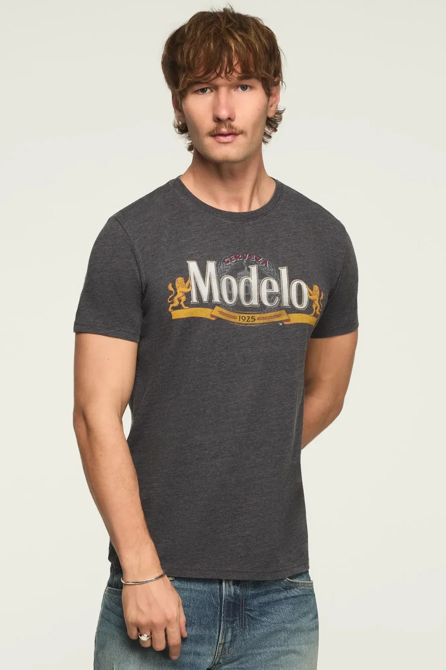 Image of Lucky Brand Modelo Skulls Tee - Men's Clothing Tops Shirts Tee Graphic T Shirts in Jet Black