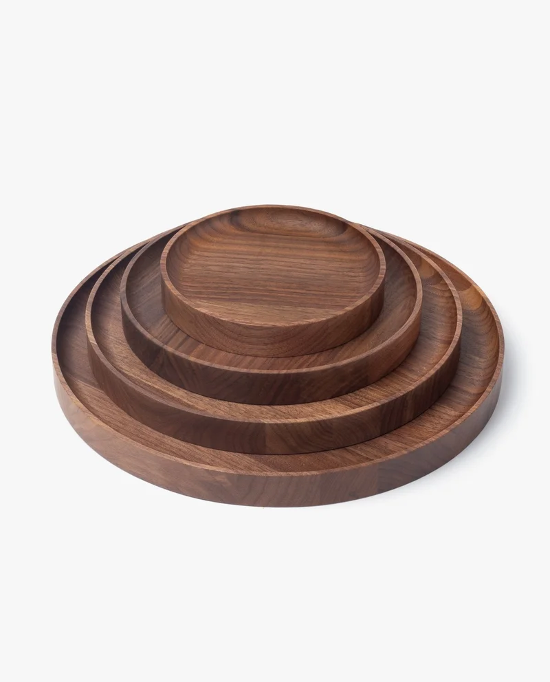 Image of Round Valet Tray Bundle (Walnut)