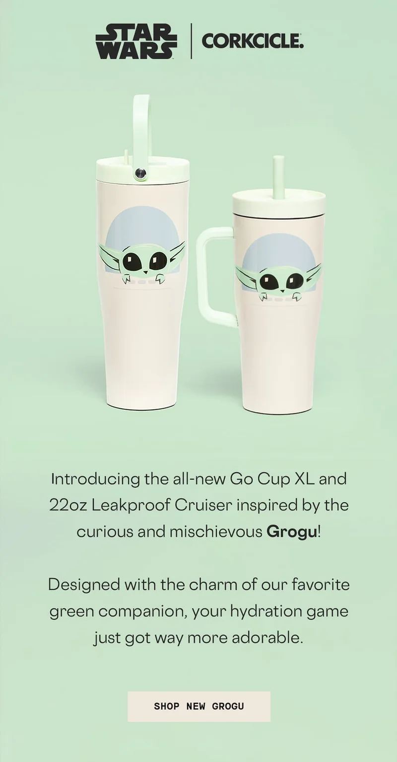 NEW Grogu available in the Go Cup XL & Leakproof Cruiser!
