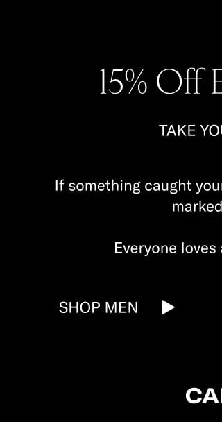 15% Off Ends Soon. TAKE YOUR SHOT. If something caught your eye, get it while it's still marked down. Everyone loves a buzzer-beater. Shop Men