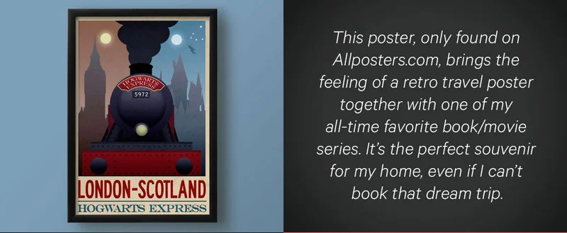 London- Scotland Hogwarts Express Retro Travel Poster