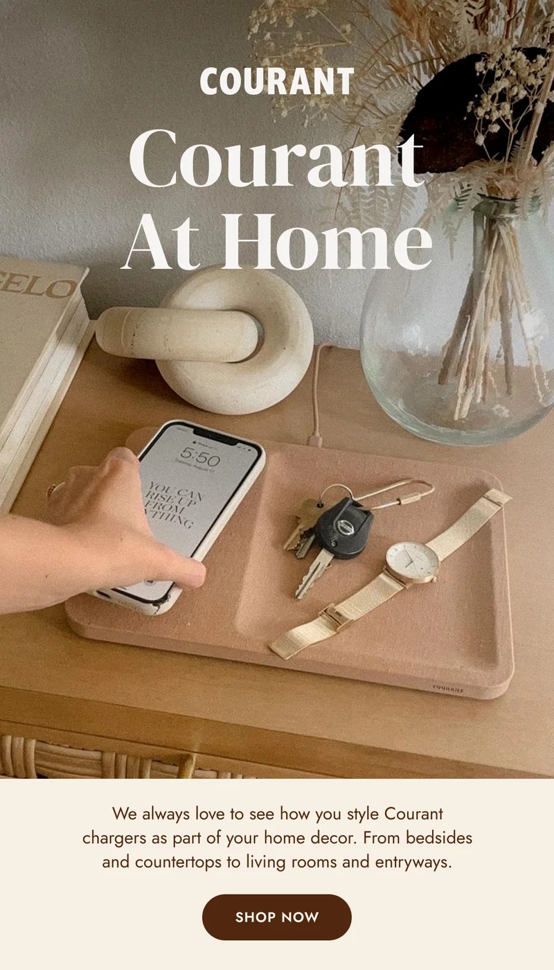 Courant At Home We always love to see how you style Courant chargers as part of your home decor. From bedsides and countertops to living rooms and entryways.