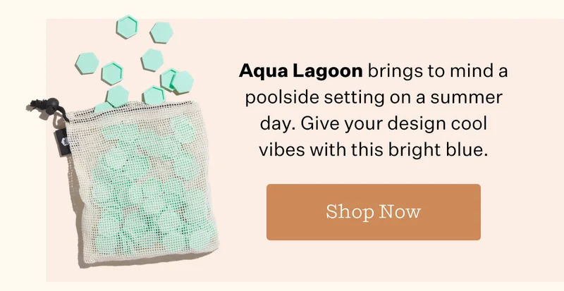 Aqua Lagoon brings to mind a poolside setting on a summer day. Give your design cool vibes with this bright blue. | Shop Now