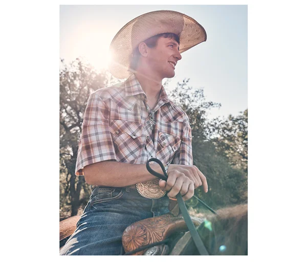 Men's Wrangler Retro Short Sleeve Sawtooth Pocket Western Snap Shirt