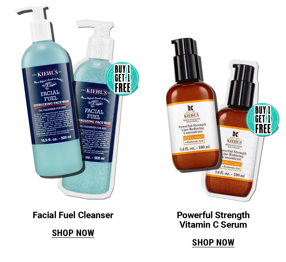 Facial Fuel Cleanser, Powerful Strength Vitamin C Serum