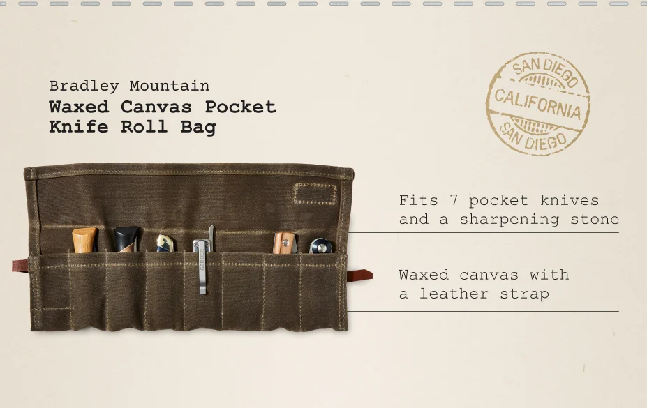 Waxed Canvas Pocket Knife Roll Bag