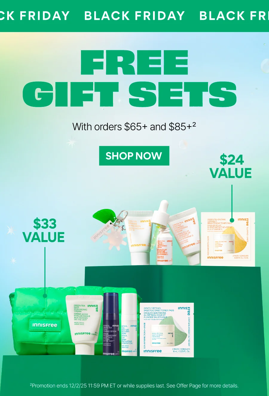 FREE GIFT SETS WITH ORDERS $65+ AND $85+