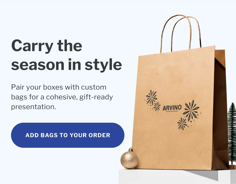 Carry the season in style | Pair your boxes with custom bags for a cohesive, gift-ready presentation. | Add bags to your order