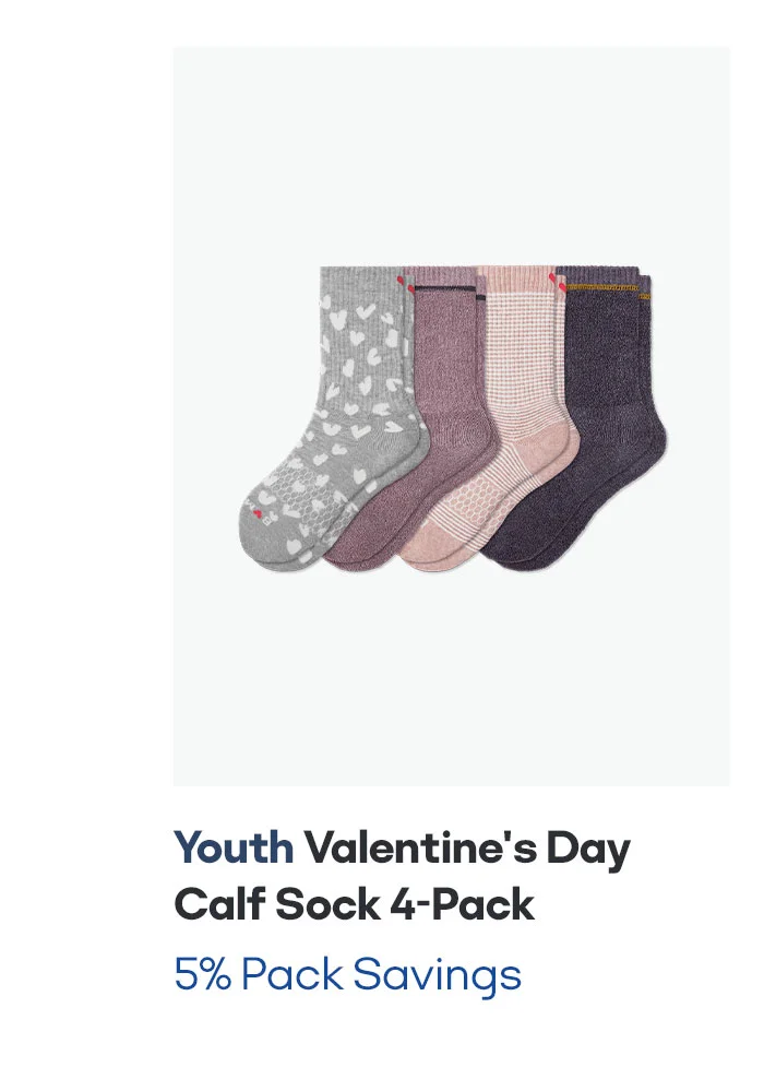 Youth Valentine's Day Calf Sock 4-Pack