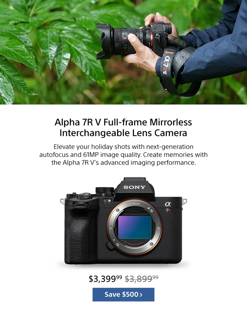 Alpha 7R V Full-frame Mirrorless Interchangeable Lens Camera | Save $500