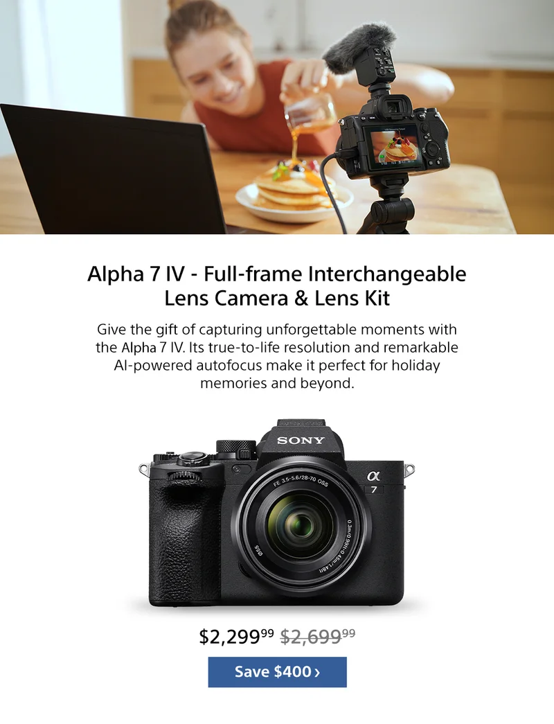 Alpha 7 IV - Full-frame Interchangeable Lens Camera & Lens Kit | Save $400