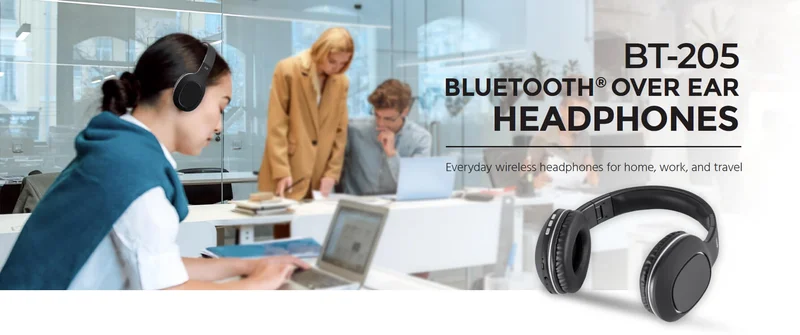 BT-205 Bluetooth Over Ear Headphones.